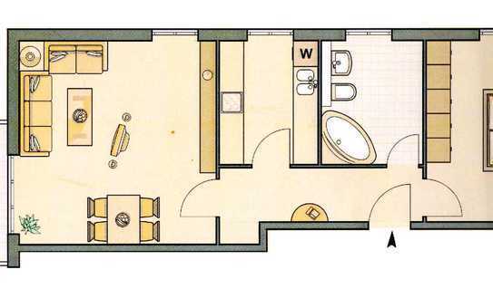 Stilvolle, renovierte 2-Zimmer-Wohnung mit Einbauküche in ruhiger Lage