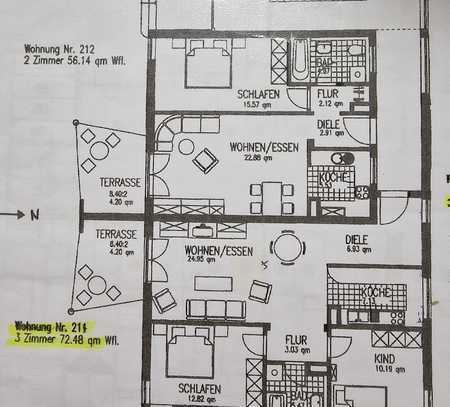 Freundliche und gepflegte 3-Zimmer-Wohnung mit Einbauküche in Vöhringen