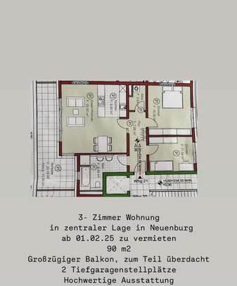 Neuwertige 3-Raum-Wohnung mit Balkon und Einbauküche in Neuenburg