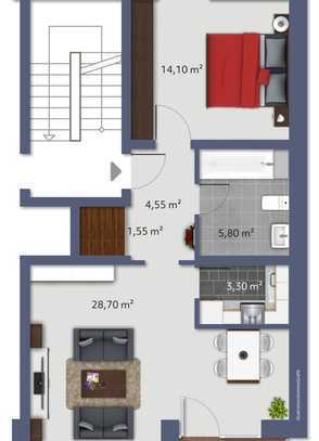 PRIVATVERKAUF!! Bezugsfertig, 2 Zimmer, 60qm, direkt am Bahnhof Ohligs