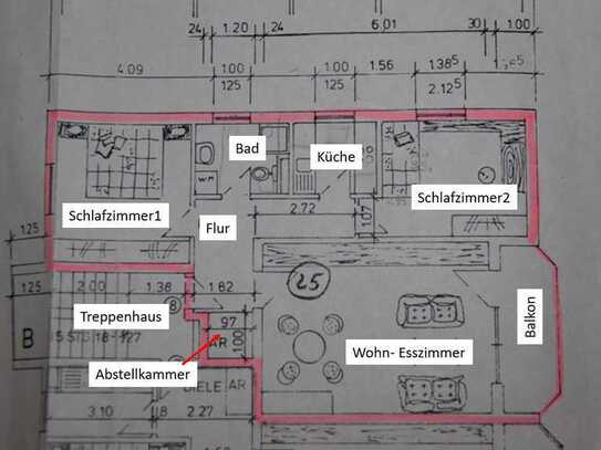 Exklusive 3-Raum-Wohnung mit Balkon und Einbauküche in Hochheim am Main