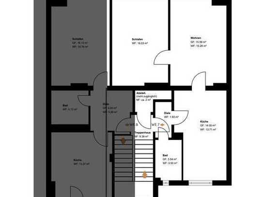 !!Sanierte!! moderne 2-Zimmer-Dachgeschosswohnung in bester Lage