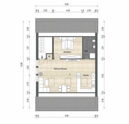 DG-Wohnung als Loft in ruhiger Lage von Grevenbroich-Elsen!