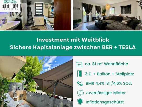 ATTRAKTIVE KAPITALANLAGE-WOHNUNG + STELLPLATZ ZWISCHEN FLUGHAFEN BER + TESLA