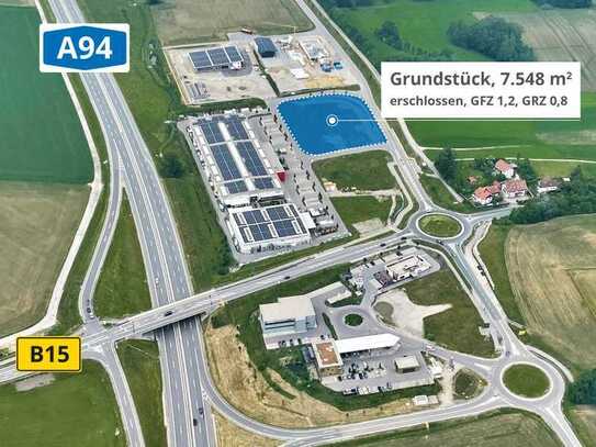 A94/B15 Dorfen, 7.550 m², voll erschlossen, direkt an McDonald, Burger King, Hagebau, E-Ladeparks