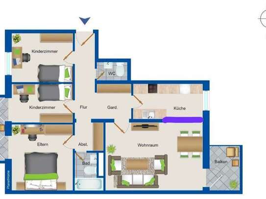 Exklusive, neuwertige 4-Zimmer-Wohnung mit zwei Balkonen und EBK in Bremen