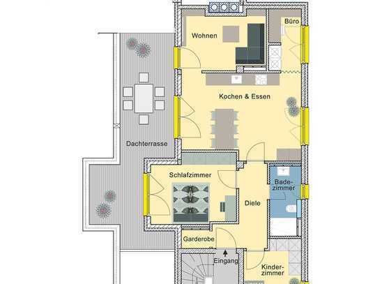 Modernes Wohnen in Bestlage: 3 Zi. Whg. mit herausragendem Grundriss und großer Dachterrasse