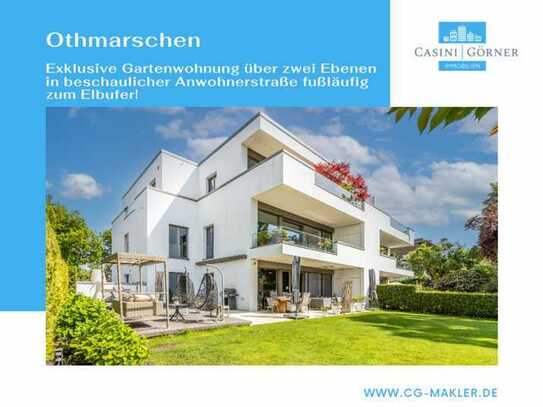 Exklusivität trifft Moderne: Garten-Maisonette-Wohnung in gehobener Nachbarschaft nahe Elbufer!