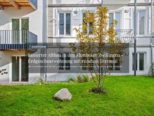 Sanierter Altbau in den Flottbeker Zwillingen - mit eigener rundum Terrasse in Flottbek