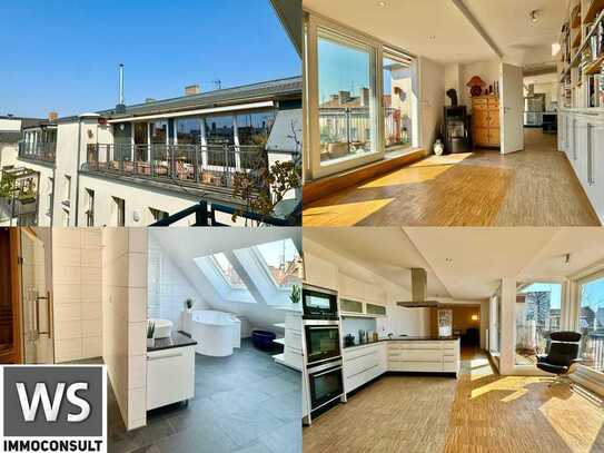 Bezugsfrei: Ca. 200 m² Loft mit Stil, Sauna, Parkett, Terrassen, EBK, PKW-Stellplatz, zentral&ruhig!