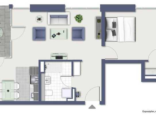 Urbane 2-Zimmerwohnung mit Einbauküche und Balkon