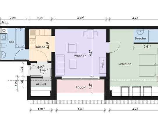 Exklusive 2-Raum-DG-Wohnung mit gehobener Innenausstattung mit Balkon und EBK in Landsberg