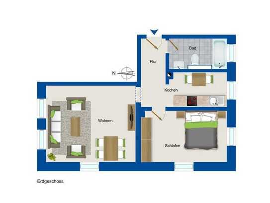 Helle 2-Zimmer-Wohnung mit Tageslichtbad und direkter ÖPNV Anbindung