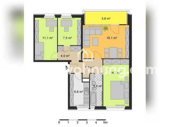 Tauschwohnung: Schöne 3,5 Zimmer Wohnung m/Balkon und Badewanne