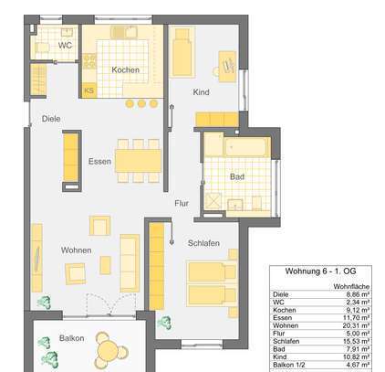 Neuwertige Wohnung mit drei Zimmer und Balkon in Freising