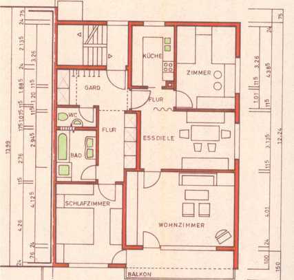 Attraktive und gepflegte 4-Raum-Wohnung mit Einbauküche in Ludwigsburg