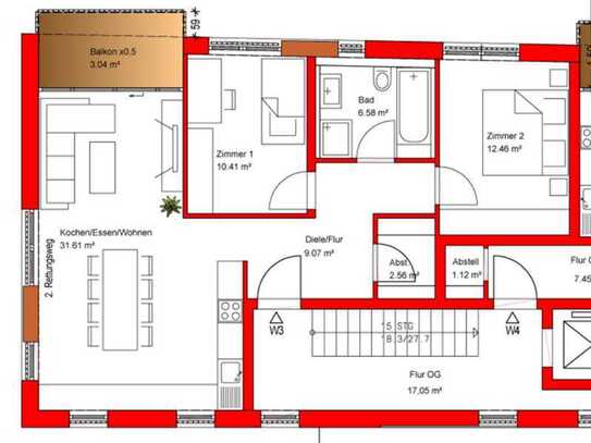 Exklusive 3-Zimmerwohnung mit Balkon in Pfinztal