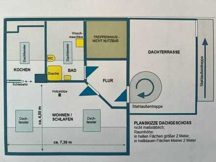 Schöne 1-Zimmer-Dachgeschosswohnung mit großer sonniger Dachterrasse und Einbauküche in Sauerlach