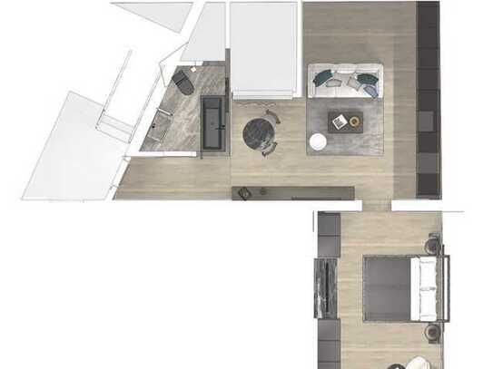 Luxuriöse 2-Zimmer-Wohnung mit Dachterasse