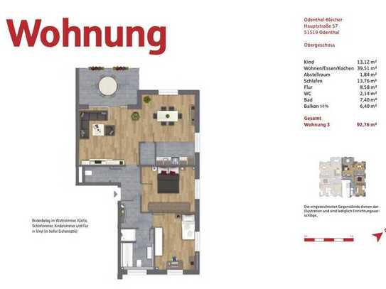 exklusive 3-Zimmer-Wohnung mit Balkon in Odenthal - provisionsfrei -