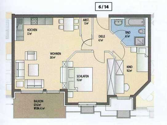 WOHNROSINE! Komfortables Wohnvergnügen 3 ZKB mit Süd-Balkon u. Tiefgarage in Altrip