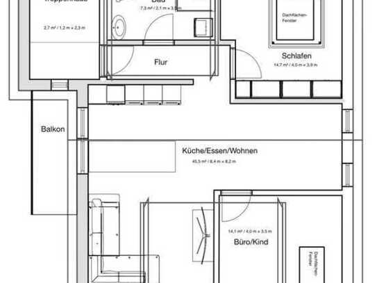 Erstbezug (Neubau 2024) hochwertige 3-Zimmer DG Wohnung in Ditzingen mit Weitblick