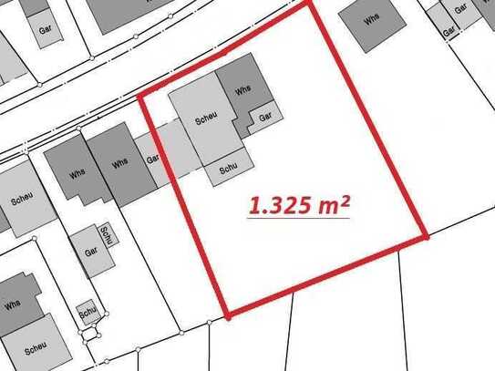 1.325 m²-Grundstück mit Bestandsobjekt u. großem Entwicklungspotenzial!