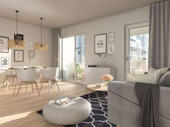 Exklusive helle 2-Zi. Neubauwohnung in 3.0G mit 12qm Südbalkon, EBK, TG