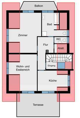 Stilvolle 2,5-Zimmer-DG-Wohnung mit Balkon und Einbauküche in Karlsruhe hohenwettersbach