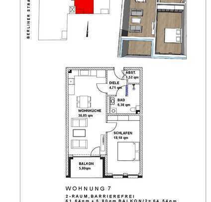 WE 07 Neubau 2 Zimmer-Wohnung 64,54 m² ab 01.07.2024 hochenergetische Architektur