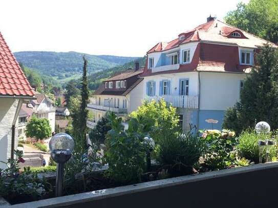 Schöne 2-Zimmer-Wohnung mit Balkon, Garage und Einbauküche im Zentrum von Bad Herrenalb