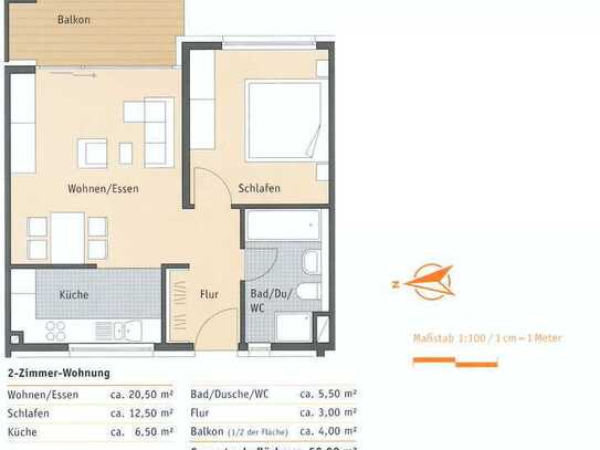 Moderne verkehrsgünstig gelegene 2-Zimmer-Wohnung mit Balkon und EBK in Kornwestheim