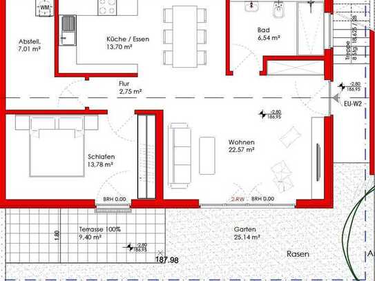 Exklusive 2,5-Zimmer-Souterrain-Wohnung mit gehobener Innenausstattung mit Einbauküche in Hessigheim