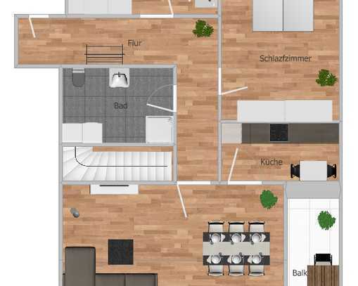 Schöne 2-Zimmer-Wohnung mit Balkon, Abstellraum und ausgebautem Spitzboden