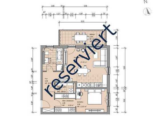 Moderne 2- Zimmer-Wohnung mit Ankleide und Balkon