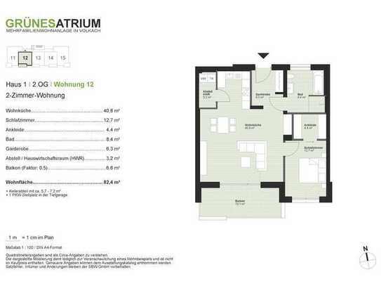 Große 2-Zimmer-2.OG-Wohnung in Mehrfamilienwohnanlage