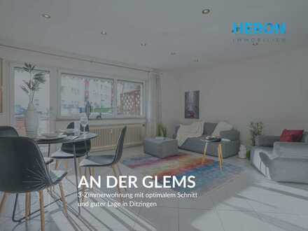AN DER GLEMS IN DITZINGEN - schöne 3 Zimmer Wohnung mit Stellplatz