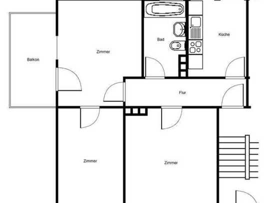 Sanierte 3 Zimmerwohnung mit Balkon und Tageslichtbad