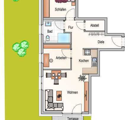 2-Zimmerwohnung mit Gartenanteil Nr. 2, KfW 40 QNG zinsgünstige Darlehen und Steuervorteile.