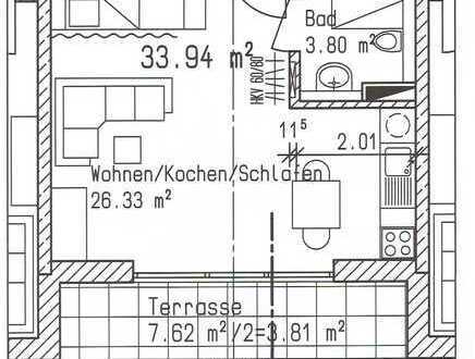 Helle 1 Zimmer Whg in KfW70 Energiesparhaus mit Terrasse