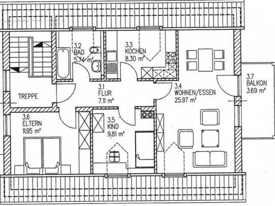 Schöne 3-Zimmer-Wohnung mit Balkon in Thalmassing