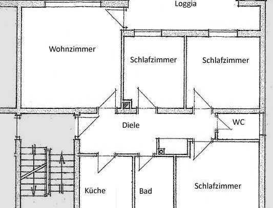 Befristet auf 16 Monate / unrenoviert / helle 3,5-Zimmer-Wohnung