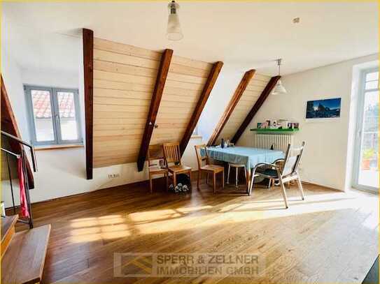 Dorfen - 3,5-Zi.-Maisonette mit Dachterrasse und spektakulären Blick auf die Isen sowie die Altstadt