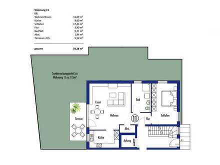 2-Zimmer EG Wohnung 11 mit Garten