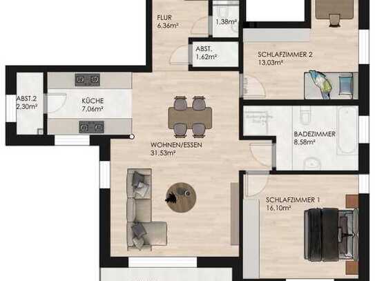 KfW 40 förderfähig WHG 19: Moderne Drei-Zimmer-Wohnung mit großem Garten nähe Ölpersee