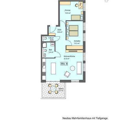 3-Zimmer Obergeschoss Neubauwohnung in Unterensingen