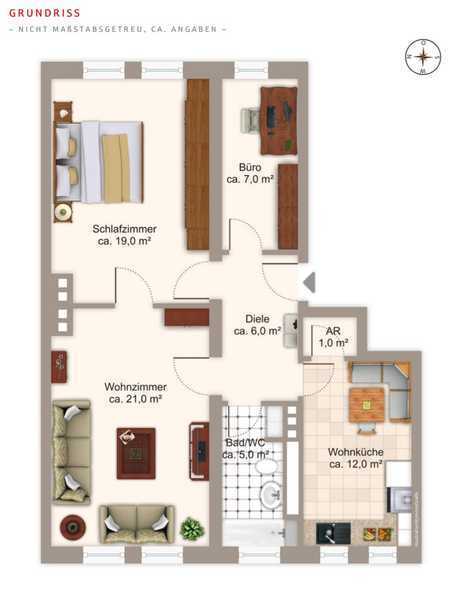 Schöne möblierte 2,5-Zi.-Wohnung in Neuhausen - Landshuter Allee