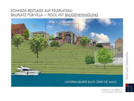 Grundstück a.d. Saale mit Baugenehmigung für Villa