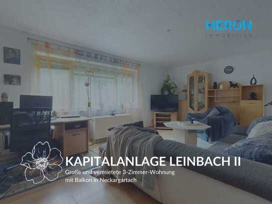 KAPITALANLAGE LEINBACH II - Große und vermietete 3-Zimmer-Etagenwohnung mit Balkon in Neckargartach