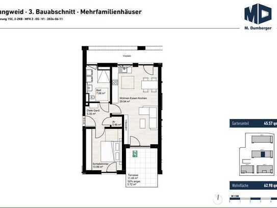 Moderne 2 -Zimmer-Wohnung mit Blick ins Grüne